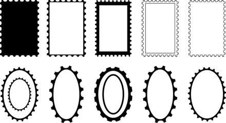 Vintage vector set of numbers and symbols with decorative frames and design elements.