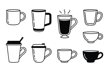 High Quality Coffee Cup Glyph Icon Set