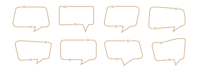 Set of speech bubble quote icons. empty comic speech bubbles set with brown and black. Vintage design, pop art style - stock vector.