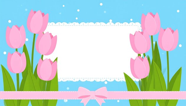 Pastel pink tulips, blank space