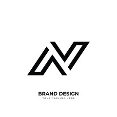 Letter An or Na line art minimal geometric logo