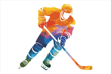 Colorful Abstract Ice Hockey Player in Action Dynamic Sports Illustration