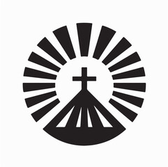 Fototapeta premium Faith Cross Sunlight Silhouette Logo Design on white background