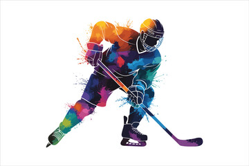 Colorful Abstract Ice Hockey Player in Action Dynamic Sports Illustration