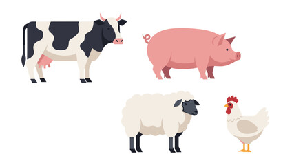 Obraz premium Farm animals illustrations, perfect for agriculture, livestock, and rural concept designs