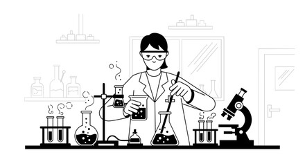 Scientist conducting experiments in modern laboratory, exploring scientific discovery with tools