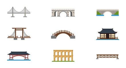 Naklejka premium Collection of iconic bridges showcasing architecture and engineering marvels worldwide
