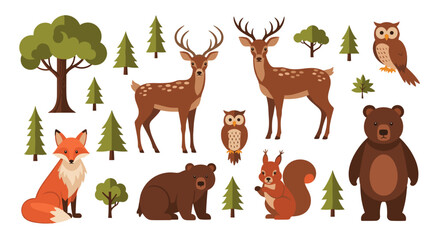 Charming forest animals collection perfect for children's books, nature projects, or crafts