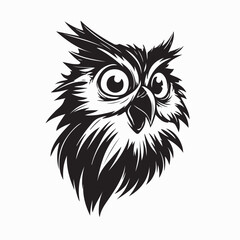 Surprised Owl Head Logo Vector Design Illustration on white background