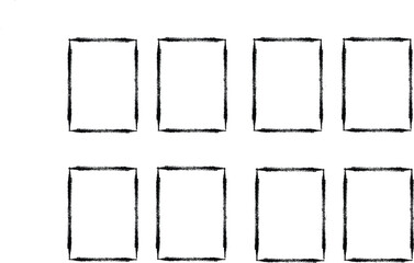 Grungy rectangle borders set rough textured frames for creative design projects