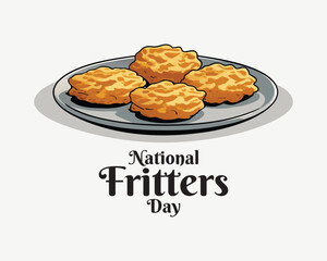 National Fritters Day, idea for horizontal poster, banner, flyer or menu design Pro Vector.