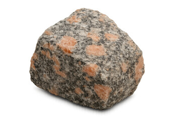 Obraz premium Porphyry rock specimen with speckled orange and gray minerals, raw igneous stone geology sample, transparent background