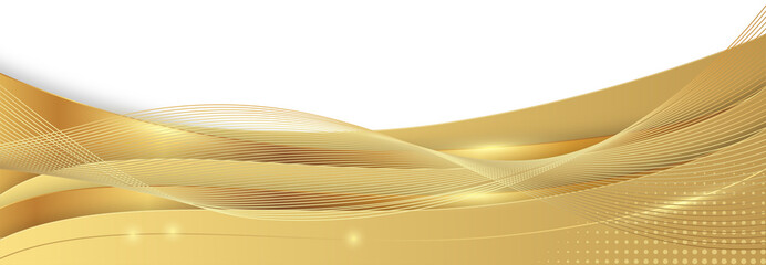 Abstract Golden Wave Luxury Decorative PNG For Header and Footer