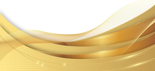 Abstract Golden Wave Luxury Decorative PNG For Header and Footer