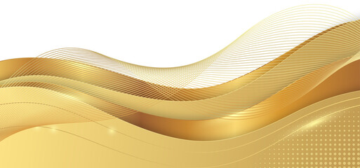 Abstract Golden Wave Luxury Decorative PNG For Header and Footer