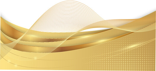 Abstract Golden Wave Luxury Decorative PNG For Header and Footer