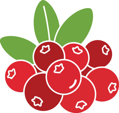 Fresh ripe cranberries cluster healthy organic food illustration simple flat design vector