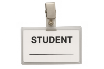 Student id badge with blank name field on transparent background