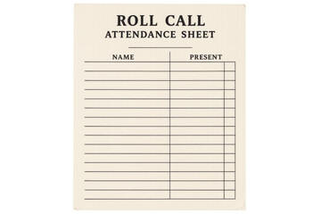 Official school document for tracking student presence