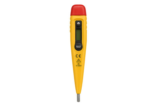 Yellow voltage multimeter tool showing electrical measurement function