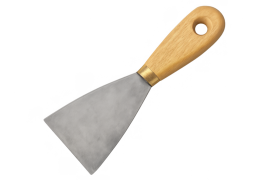 Putty knife spatula with wooden handle and metal blade