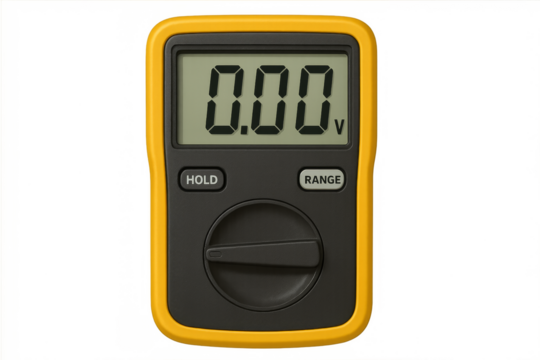 Digital electronic tool displaying zero volts on its screen