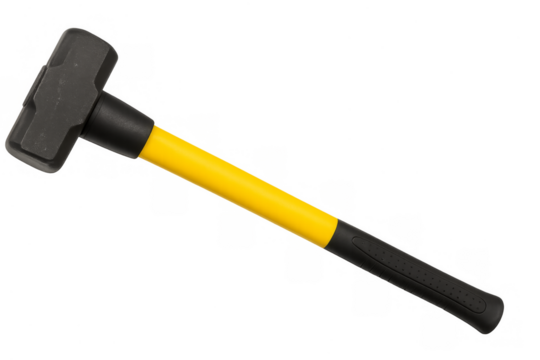 Sledgehammer tool for demolition on transparent background