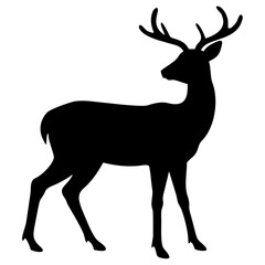 Deer standing silhouette vector illustration
