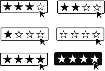 Naklejka premium Five Star Rating System with Cursor Selection – Vector Icons for Reviews and Feedback