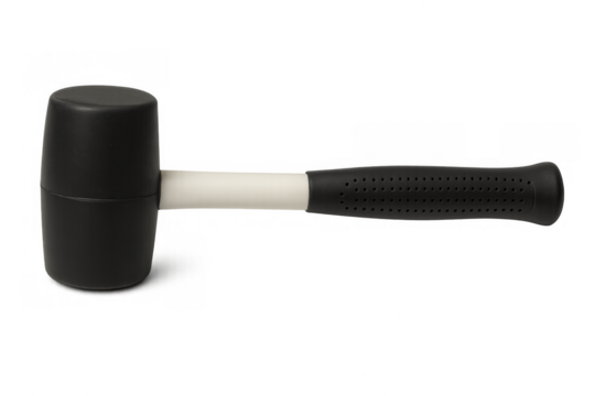 Rubber mallet hammer tool with white handle - Powered by Adobe