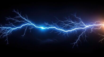 Lightning strike with blue and orange glow against a dark background