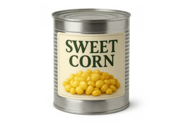 Sweet corn in a metal tin can