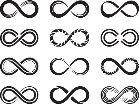 Infinity Symbol Collection for Eternal Concepts and Infinite Possibilities, Featuring Various Styles and Designs for Graphic Representations