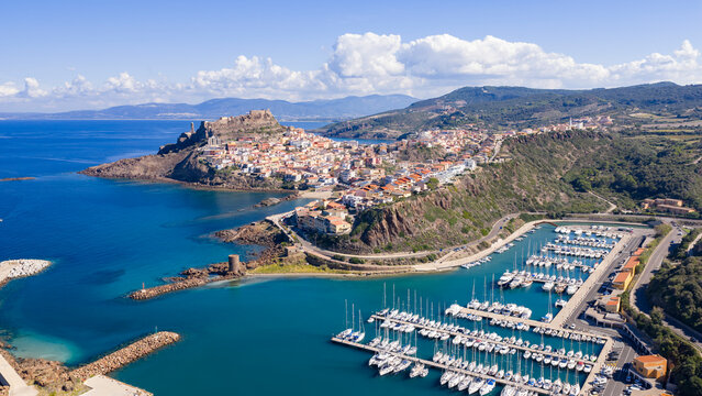 Aerial view to Castelsardo, Sassari, Sardinia, Italy, Europe