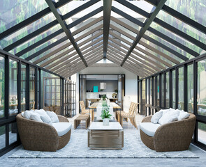 3d render cafe house restaurant