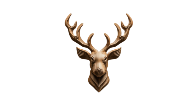 Elegant Deer Head Sculpture on white background