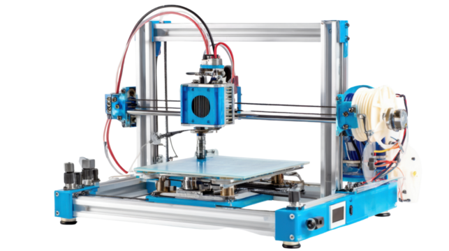 Modern 3D Printer Machine on white background