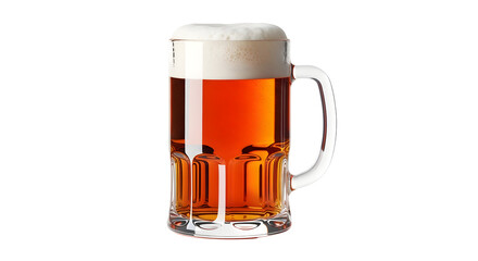 Beer Mug with Foam on White Background