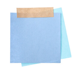 Blank paper notes with adhesive tape isolated on white