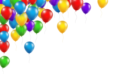 Colorful Heart Balloons Floating Over White Background