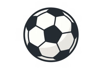 Soccer ball graphic illustration with classic black and white pentagon and hexagon pattern, representing sports, game, and competition