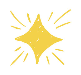 Chalky yellow crayon star drawing. Whimsical pencil-like texture gives cozy handmade vibes, great for winter and holiday illustrations.