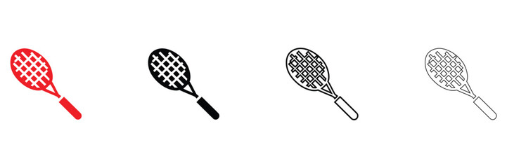 Tennis racket icon vector, championship bat sport tennis racket sign vector silhouette and line art