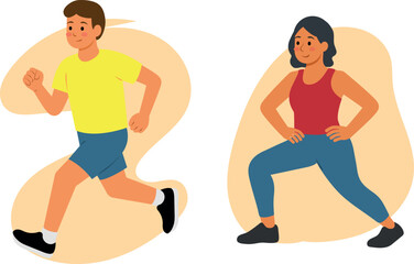 gente haciendo ejercicio, correr y calentamiento