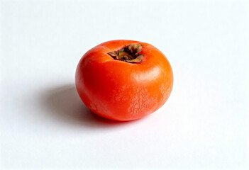 Ripe Persimmon Fruit on White Background in Close-Up(generated by AI)