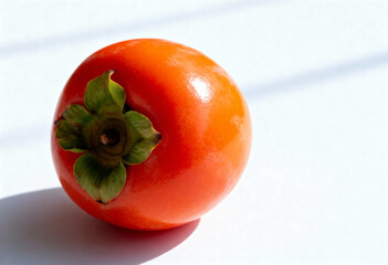 Ripe Persimmon Fruit on White Background in Close-Up(generated by AI)