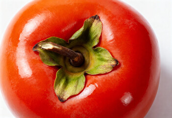 Ripe Persimmon Fruit on White Background in Close-Up(generated by AI)