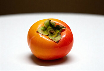 Ripe Persimmon Fruit on White Background in Close-Up(generated by AI)