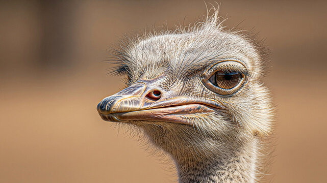 Close-up Portrait of an Ostrich with Curious Expression