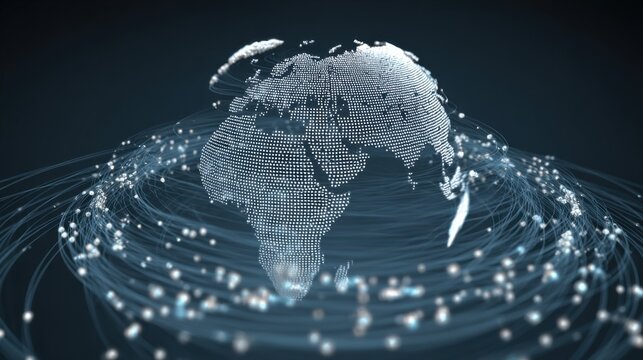 Global connectivity digital representation earth virtual space graphic visualization futuristic environment aerial view technology concept - Powered by Adobe